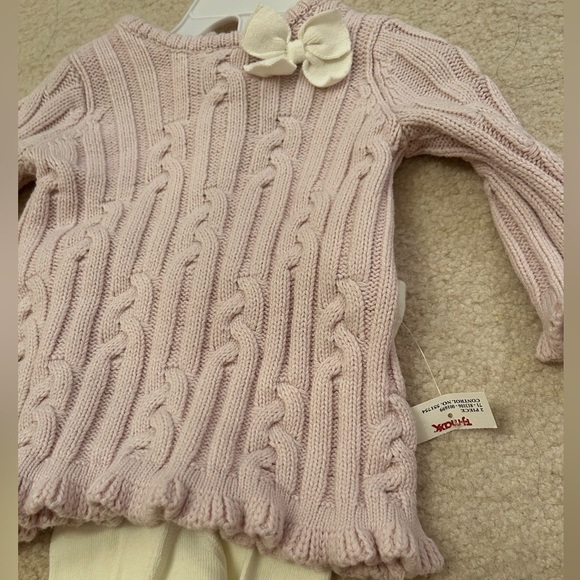 Shabby Chic Matching Set Footies and Cable Knit Sweater Size 3-6M - Picture 3 of 3
